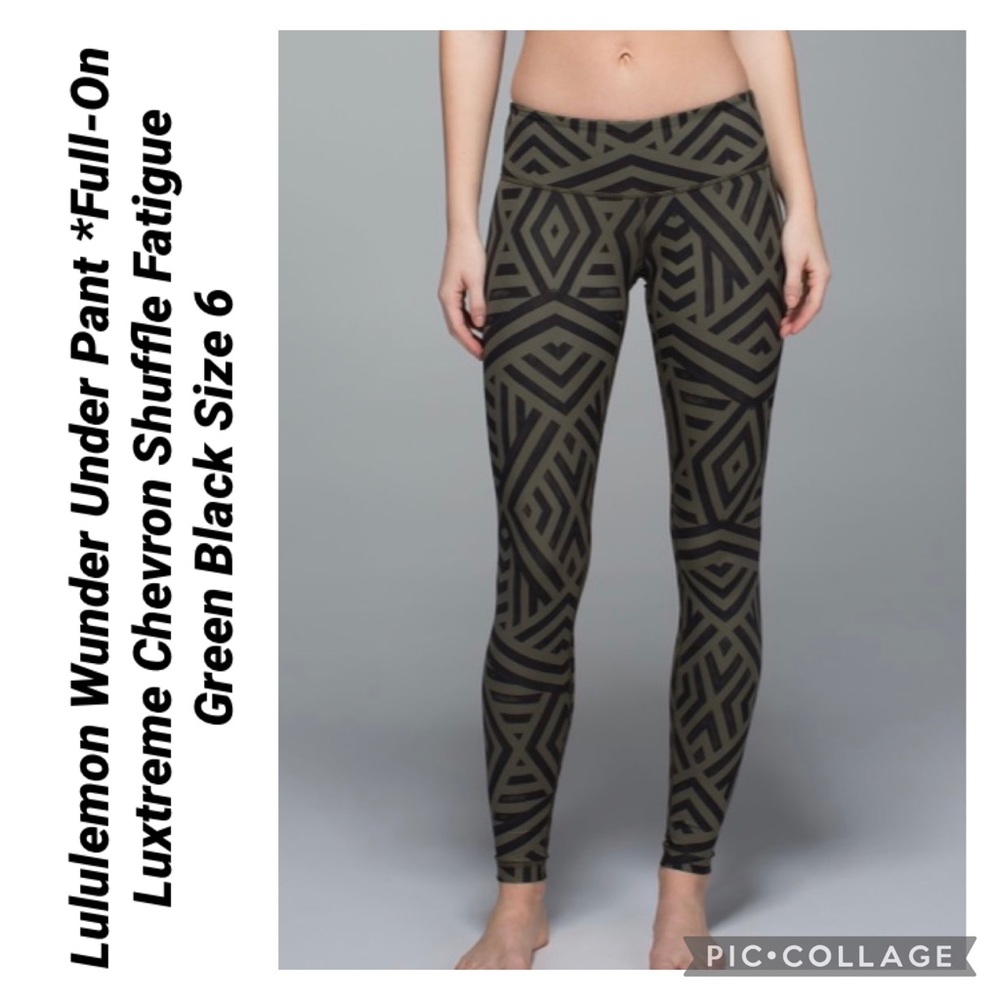 Lululemon Chevron Shuffle Fatigue Green Black 6
